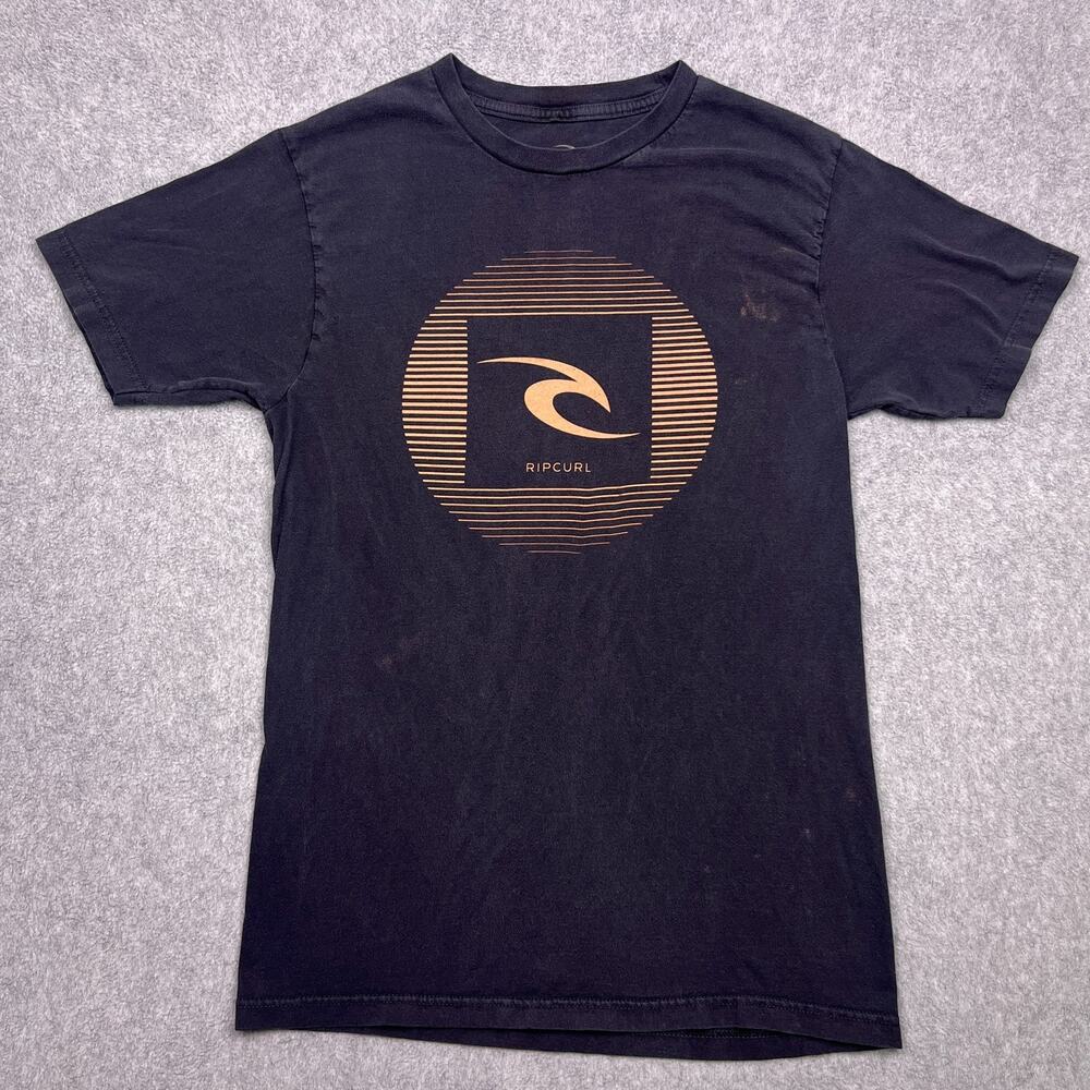 Rip Curl T-Shirt Mens Small Black Cottonβ Standard Fit Short Sleeve